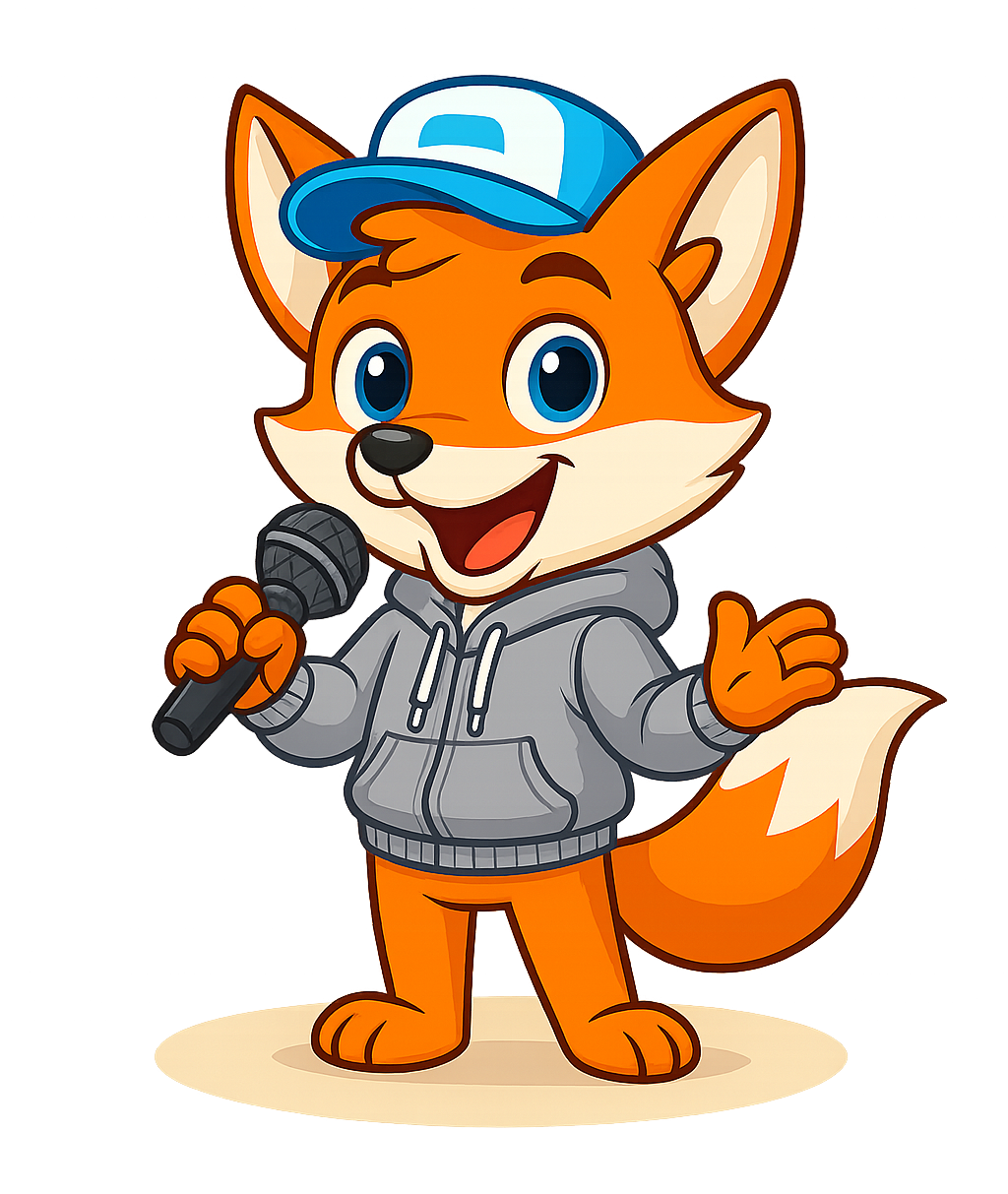 Fox on stage with a microphone